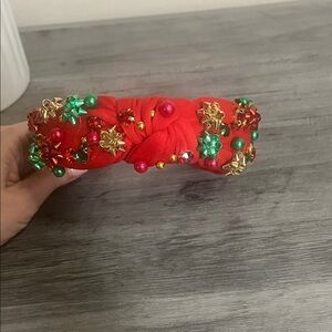 Festive Christmas Red Knotted Embellished Headband